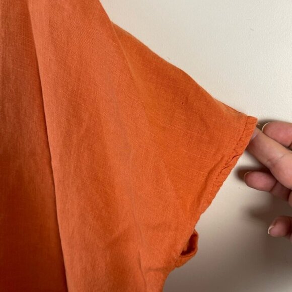 Bryn Walker orange 100% linen oversized boxy Lagenlook tunic Baxter shirt XS - Picture 5 of 11